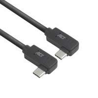 ACT AC7486 | USB 3.2 Gen 2 Kabel | USB-C (haaks links/rechts) naar USB-C (haaks links/rechts) | 60W | 10Gbps | 0,5m | Zwart