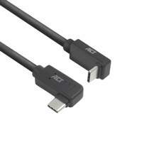 ACT AC7481 | USB 3.2 Gen 2 Kabel | USB-C (haaks links/rechts) naar USB-C (haaks boven/beneden) | 60W | 10Gbps | 1m | Zwart