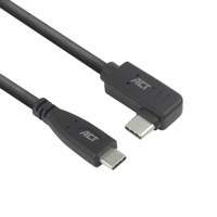 ACT AC7408 | USB 3.2 Gen 2 Kabel | USB-C (recht) naar USB-C (haaks links/rechts) | 60W | 10Gbps | 3m | Zwart