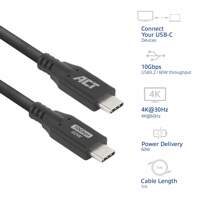 ACT | USB 3.0 Kabel | 10Gbps | 60W | USB-C naar USB-C | 1m | Zwart